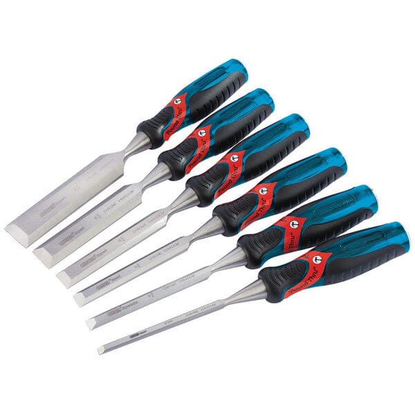 Draper Soft Grip Pound Thru Bevel Edge Wood Chisel Set (6 Piece)