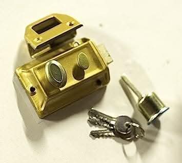 Polished Brass Rim Night Latch Door Lock with 3 Keys