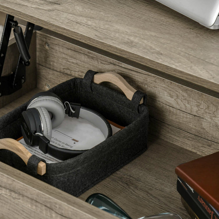 HOMCOM Lift Top Coffee Table with Hidden Storage Compartment, Lift Tabletop Pop-Up Center Table for Living Room