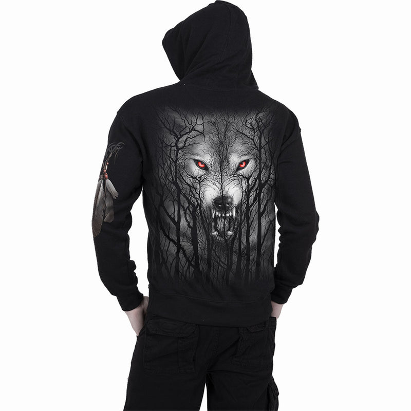FOREST WOLF - Full Zip Hoody Black
