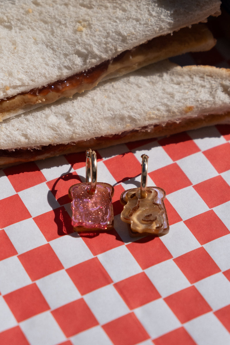 Peanut Butter and Jelly Sandwich Hoop Earrings