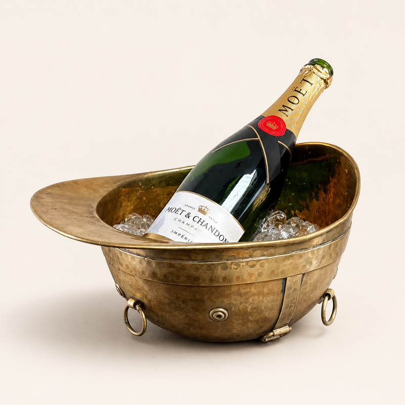 Polo Helmet Solid Antique Brass Champagne Ice Bucket | Wine Cooler