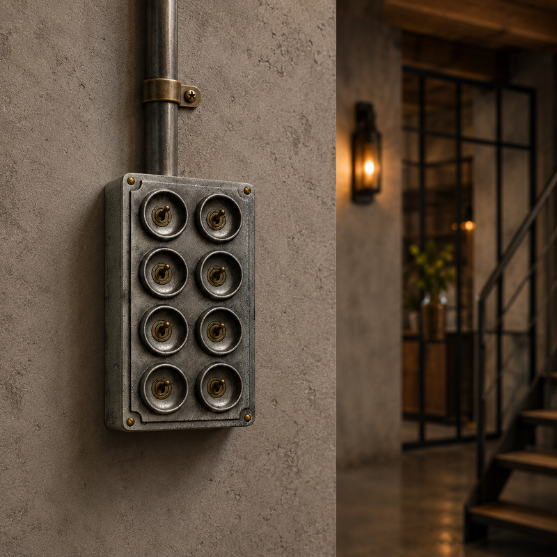 8 Gang 2 Way Solid Cast Metal Conduit Toggle Light Switch Industrial