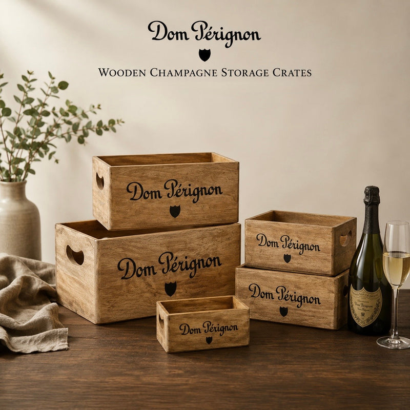 Dom Perignon Storage Wooden Champagne Crates Natural Finish