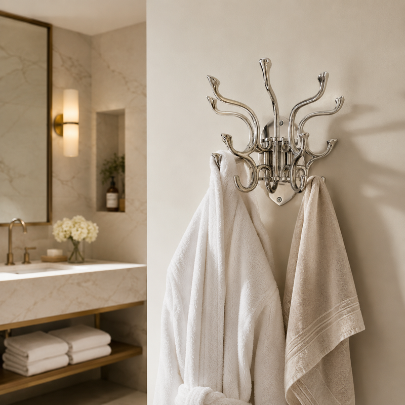 Metal Swivel Coat Rack - Polished Chrome Finish