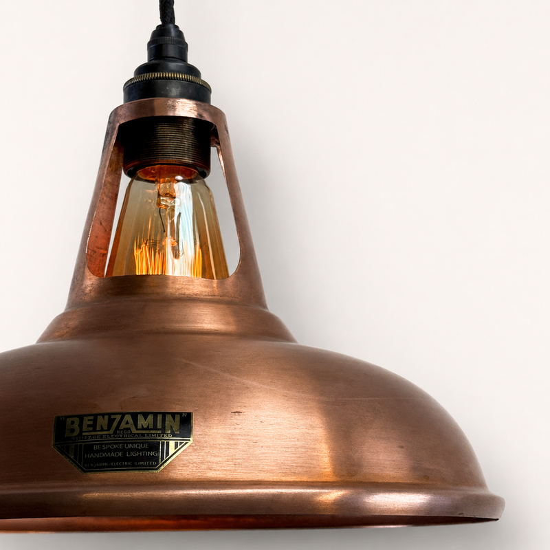 Cawston - Antique Copper Slotted Lampshade Pendant Ceiling Light - 11 Inch