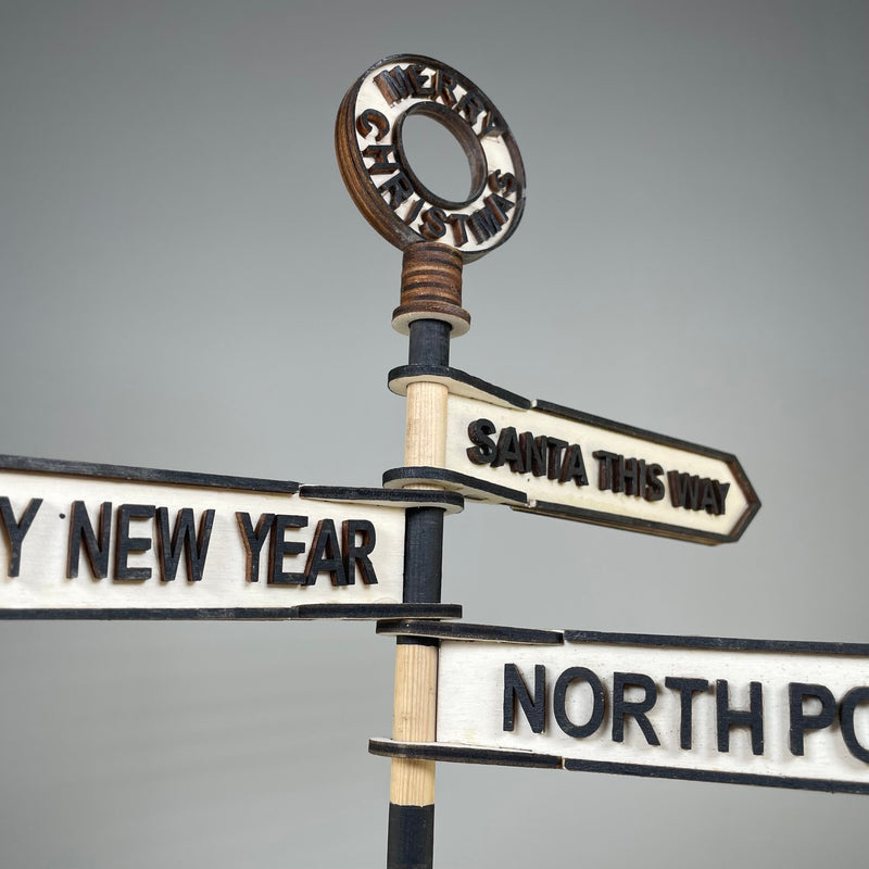 Christmas Direction Sign - Handmade Ornament by Curious Rabbit ®