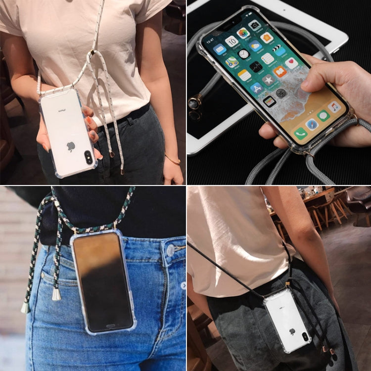 Four-Corner Anti-Fall Trasparent TPU Mobile Phone Case With Lanyard for iPhone, For iPhone 11 Pro