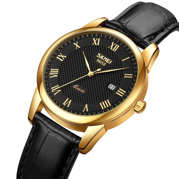 SKMEI 9058 Multifunctional Outdoor Fashion Waterproof Gold Shell Quartz Wrist Watch, Women Style Black Face Black Strap, Women Style Silver Face Brown Strap, Women Style Gold Face Brown Strap, Men Style Silver Face Brown Strap...