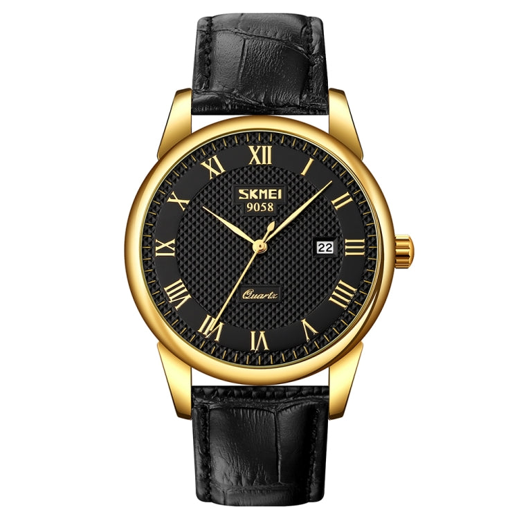 SKMEI 9058 Multifunctional Outdoor Fashion Waterproof Gold Shell Quartz Wrist Watch, Women Style Black Face Black Strap, Women Style Silver Face Brown Strap, Women Style Gold Face Brown Strap, Men Style Silver Face Brown Strap...