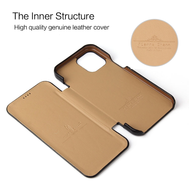 Fierre Shann Business Magnetic Horizontal Flip Genuine Leather Case, For iPhone 12 mini, For iPhone 12 / 12 Pro, For iPhone 12 Pro Max