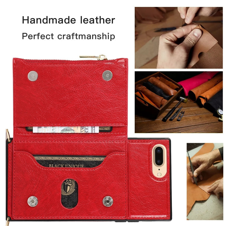 Square Zipper Wallet Bag TPU+PU Back Cover Case with Holder & Card Slots & Wallet & Cross-body Strap, For iPhone 8 Plus / 7 Plus, For iPhone 11, For iPhone 11 Pro, For iPhone 11 Pro Max, For iPhone SE 2022 / SE 2020 / 8 / 7, For iPhone XR              ...