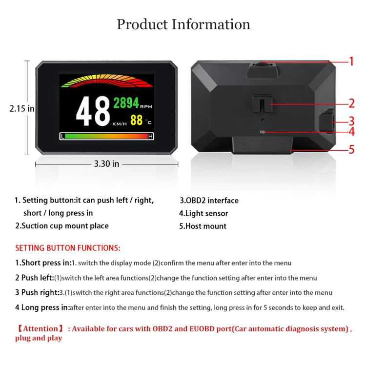 P16 Car HUD Head-up Display OBD2 Fault Code Elimination, P16