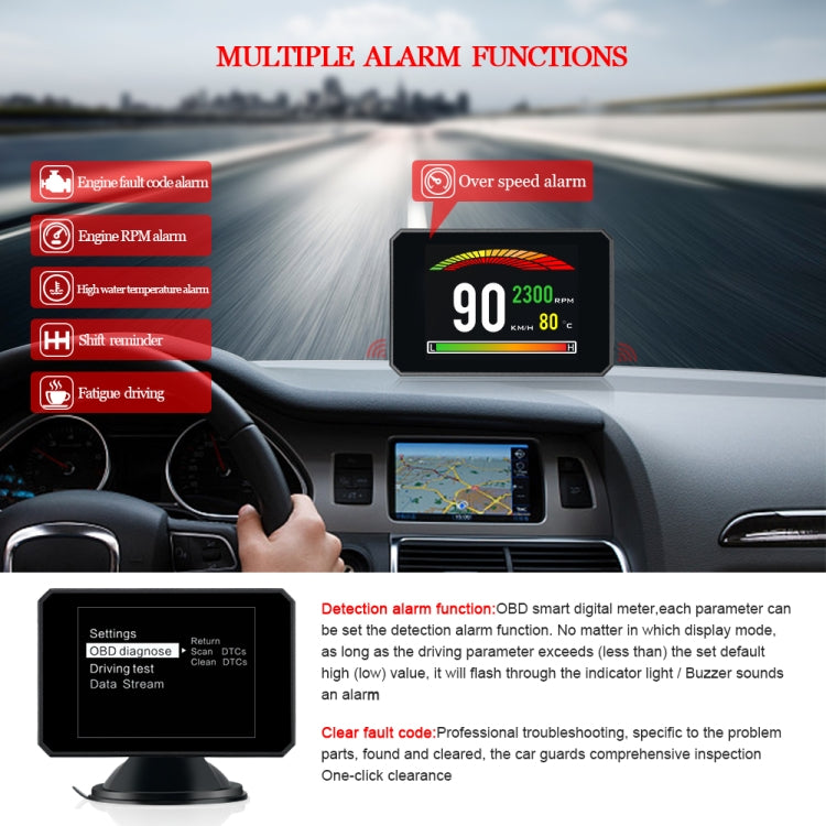 P16 Car HUD Head-up Display OBD2 Fault Code Elimination, P16