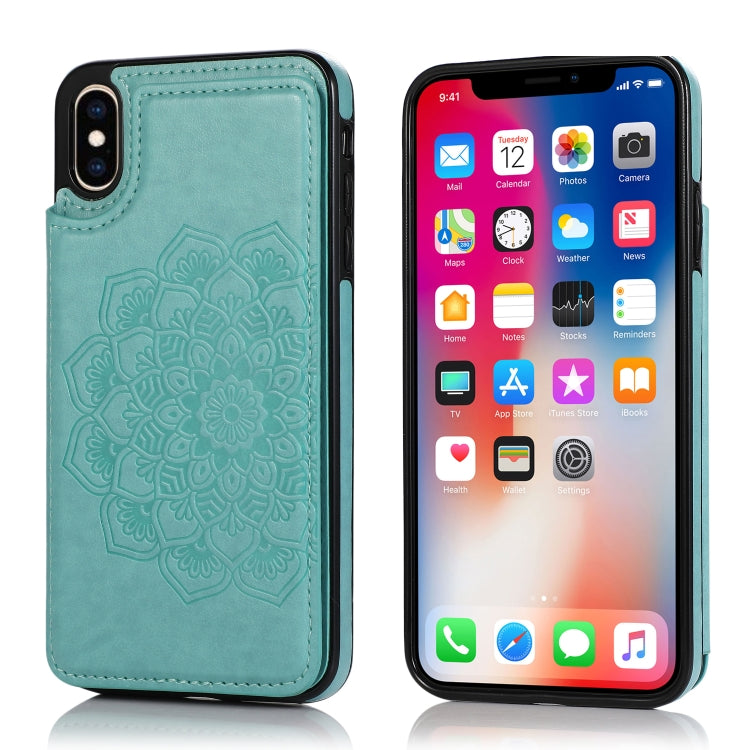 Double Buckle Mandala Pattern PU+TPU Protective Case with Card Slots & Holder & Photo Frame, For iPhone XS Max, For iPhone 11, For iPhone 11 Pro, For iPhone 11 Pro Max