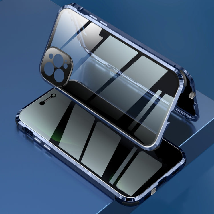 Four-corner Shockproof Anti-peeping Magnetic Metal Frame Double-sided Tempered Glass Case, For iPhone 11 Pro Max, For iPhone 11 Pro, For iPhone 12, For iPhone 12 Pro, For iPhone 12 Pro Max