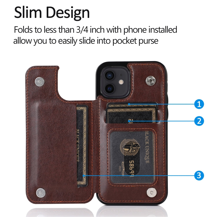 Butterflies Flowers Double Buckle PU + TPU Protective Case with Holder & Card Slots & Photo Frame, For iPhone 12 mini, For iPhone 12 / 12 Pro