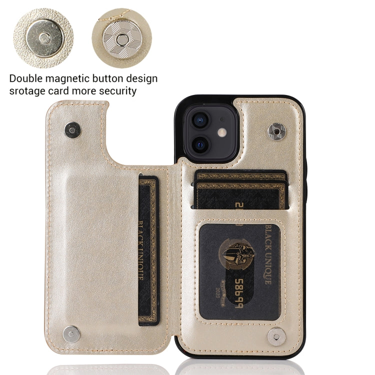 Butterflies Flowers Double Buckle PU + TPU Protective Case with Holder & Card Slots & Photo Frame, For iPhone 12 mini, For iPhone 12 / 12 Pro