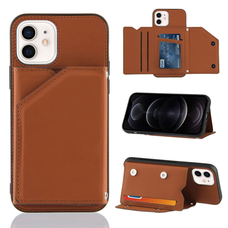 Skin Feel PU + TPU + PC Back Cover Shockproof Case with Card Slots & Holder & Photo Frame, For iPhone 11 Pro Max, For iPhone 12 mini, For iPhone 12 / 12 Pro, For iPhone 12 Pro Max