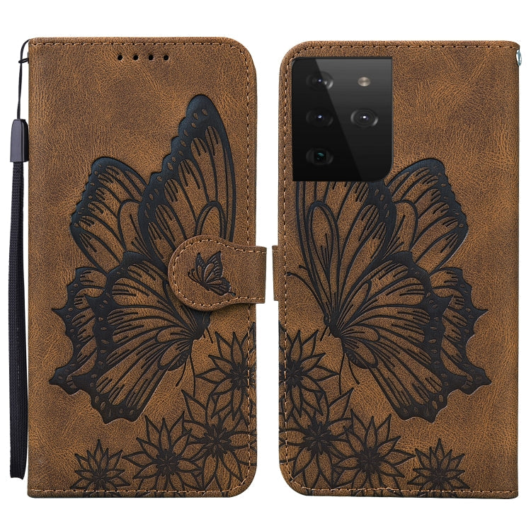 Retro Skin Feel Butterflies Embossing Horizontal Flip Leather Case with Holder & Card Slots & Wallet, For Samsung Galaxy S20+, For Samsung Galaxy S20 Ultra, For Samsung Galaxy S21 5G, For Samsung Galaxy S21 Ultra  5G