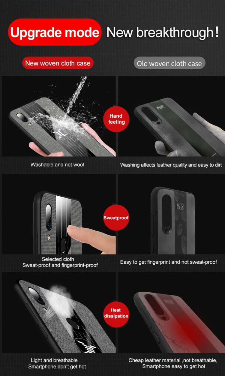 XINLI Stitching Cloth Textue Shockproof TPU Protective Case with Ring Holder, For Xiaomi Redmi 7, For Xiaomi Mi 9T / Redmi K20, For Xiaomi Redmi Note 5, For Xiaomi Redmi Note 7, For Xiaomi Redmi 5 Plus