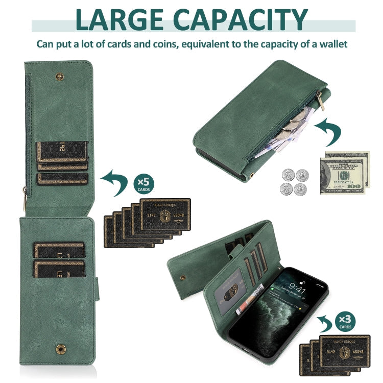 Skin-feel Crazy Horse Texture Zipper Wallet Bag Horizontal Flip Leather Case with Holder & Card Slots & Wallet & Lanyard, For iPhone 12 Pro Max