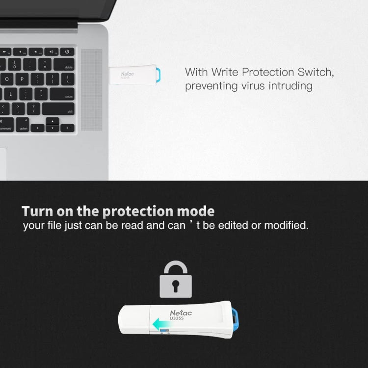 Netac U335S USB 3.0 High Speed Antivirus Write Protection USB Flash Drives U Disk, 128GB