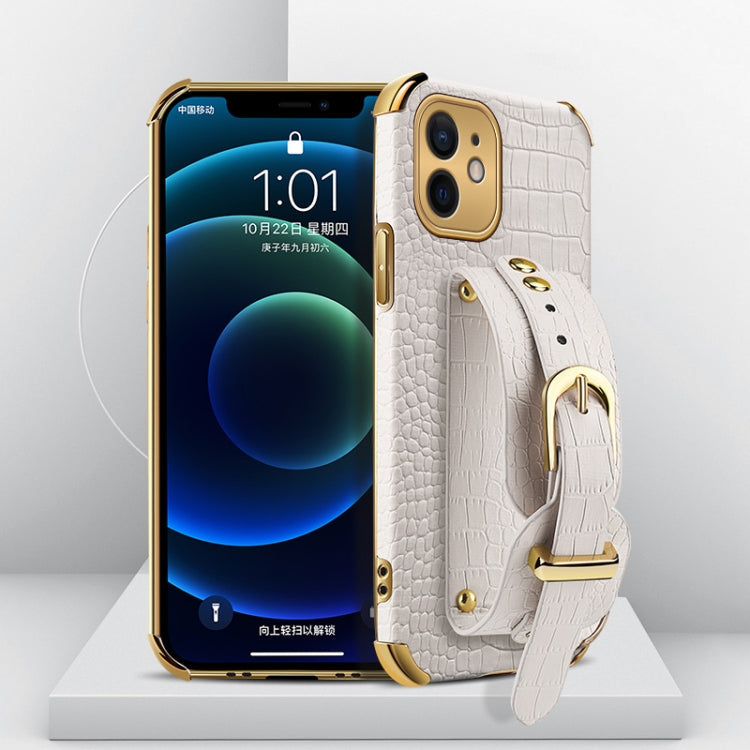 Electroplated TPU Crocodile Pattern Leather Case with Wrist Strap, For iPhone 11 Pro Max, For iPhone 12 mini, For iPhone 12, For iPhone 12 Pro