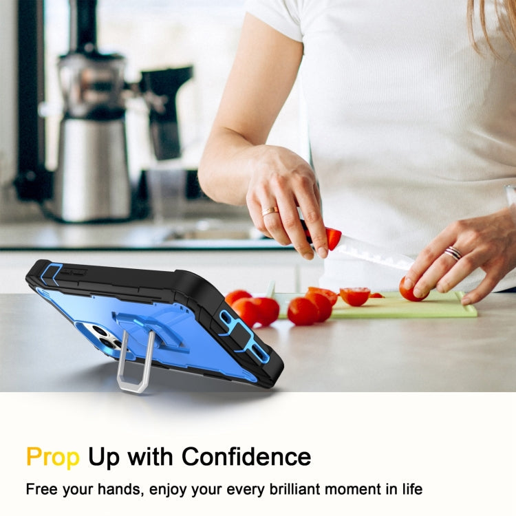 PC + Rubber 3-layers Shockproof Protective Case with Rotating Holder, For iPhone 12 Pro Max