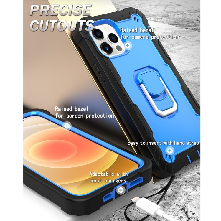 PC + Rubber 3-layers Shockproof Protective Case with Rotating Holder, For iPhone 12 Pro Max