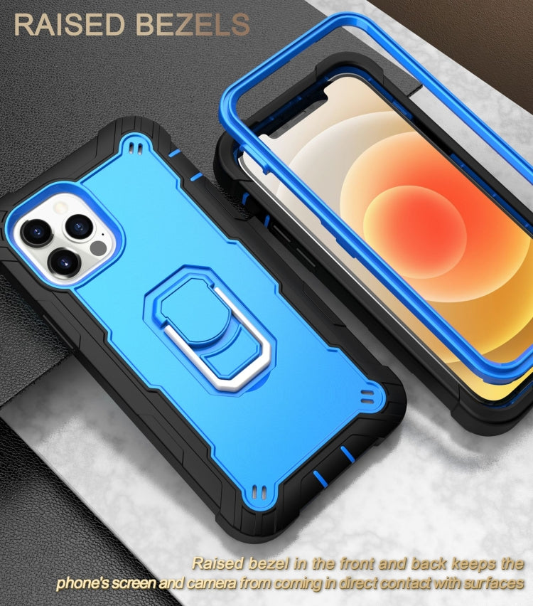 PC + Rubber 3-layers Shockproof Protective Case with Rotating Holder, For iPhone 12 Pro Max