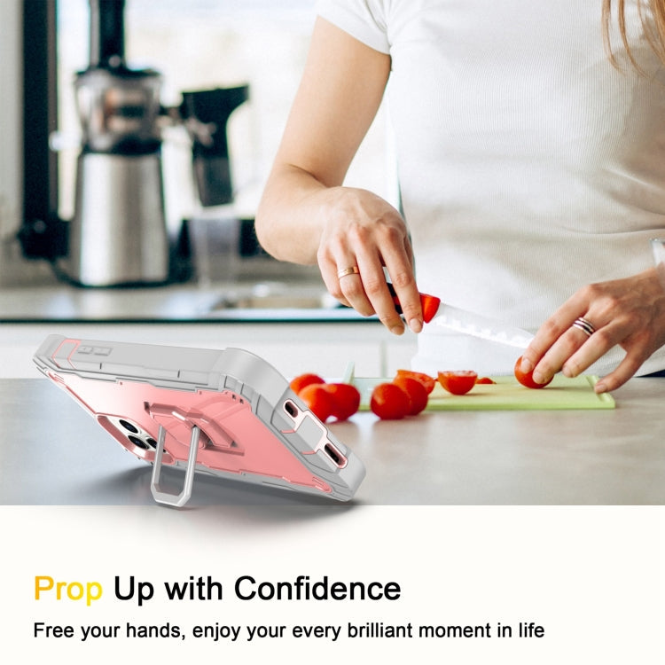 PC + Rubber 3-layers Shockproof Protective Case with Rotating Holder, For iPhone 12 Pro Max
