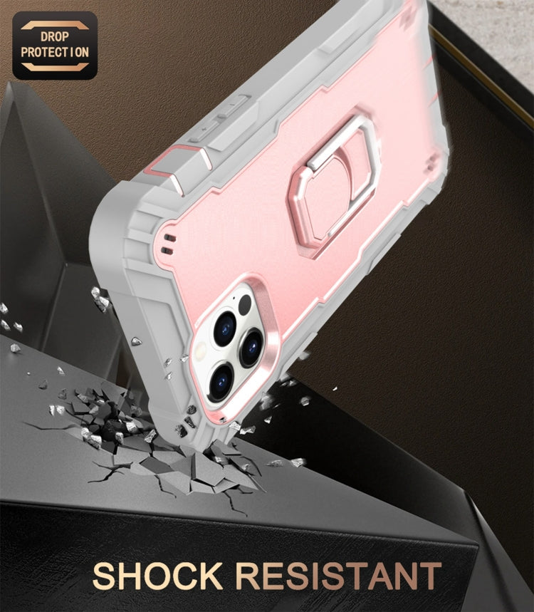 PC + Rubber 3-layers Shockproof Protective Case with Rotating Holder, For iPhone 12 Pro Max