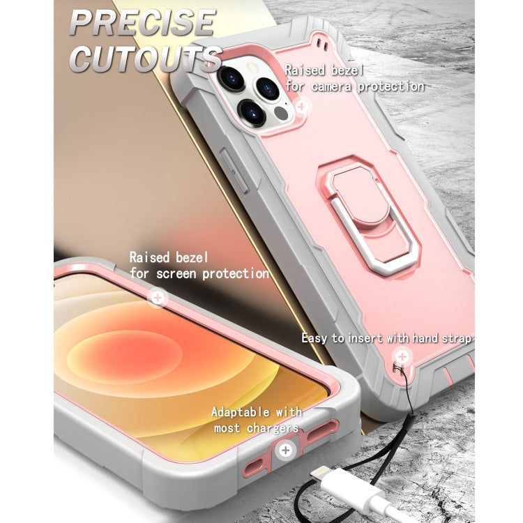PC + Rubber 3-layers Shockproof Protective Case with Rotating Holder, For iPhone 12 Pro Max