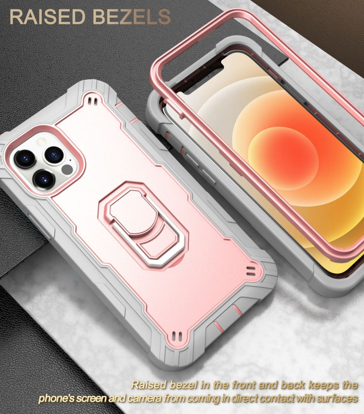 PC + Rubber 3-layers Shockproof Protective Case with Rotating Holder, For iPhone 12 Pro Max