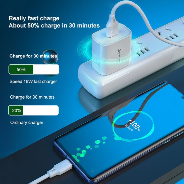 WK WP-U57 Max 18W Maxspeed QC3.0 Fast Charger + USB to 8 Pin Data Cable, US Plug, EU Plug
