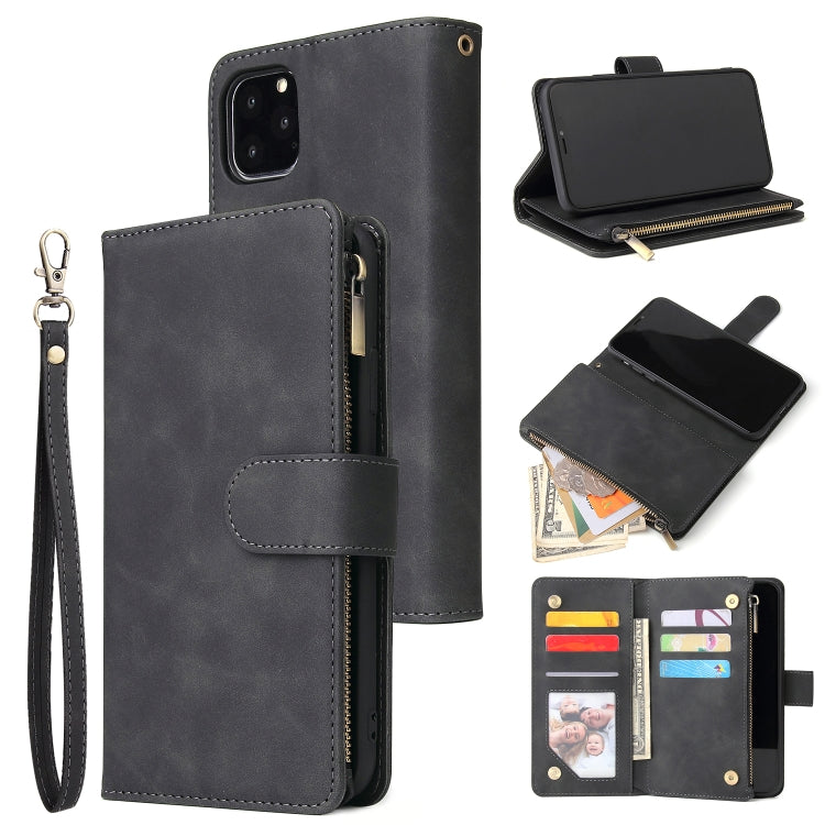 Multifunctional Retro Frosted Horizontal Flip Leather Case with Card Slot & Holder & Zipper Wallet & Photo Frame & Lanyard, For iPhone XR, For iPhone 11 Pro Max