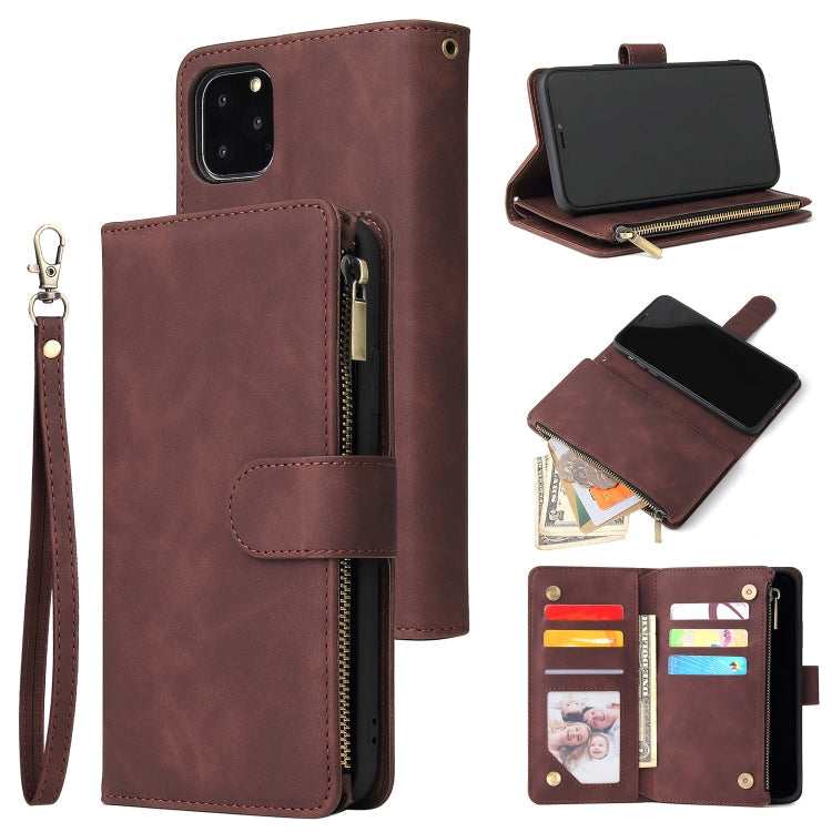 Multifunctional Retro Frosted Horizontal Flip Leather Case with Card Slot & Holder & Zipper Wallet & Photo Frame & Lanyard, For iPhone XR, For iPhone 11 Pro Max
