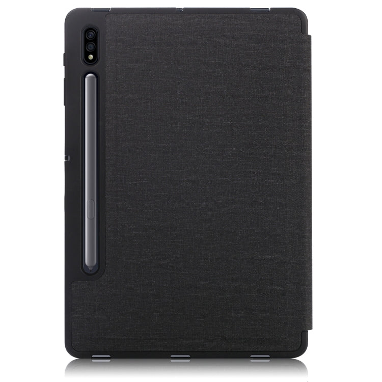 Cloth Texture Multi-folding Horizontal Flip PU Leather Shockproof Case with Holder & Sleep / Wake-up Function, For Samsung Galaxy Tab S8+ / Tab S8 Plus /  Tab S7 FE / Tab S7+ T970 / T975, For Samsung Galaxy Tab S8 / Galaxy Tab S7 T870...