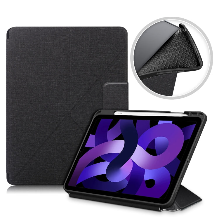 Cloth Texture Multi-folding Horizontal Flip PU Leather Shockproof Case with Holder & Sleep / Wake-up Function, For Samsung Galaxy Tab S8+ / Tab S8 Plus /  Tab S7 FE / Tab S7+ T970 / T975, For Samsung Galaxy Tab S8 / Galaxy Tab S7 T870...