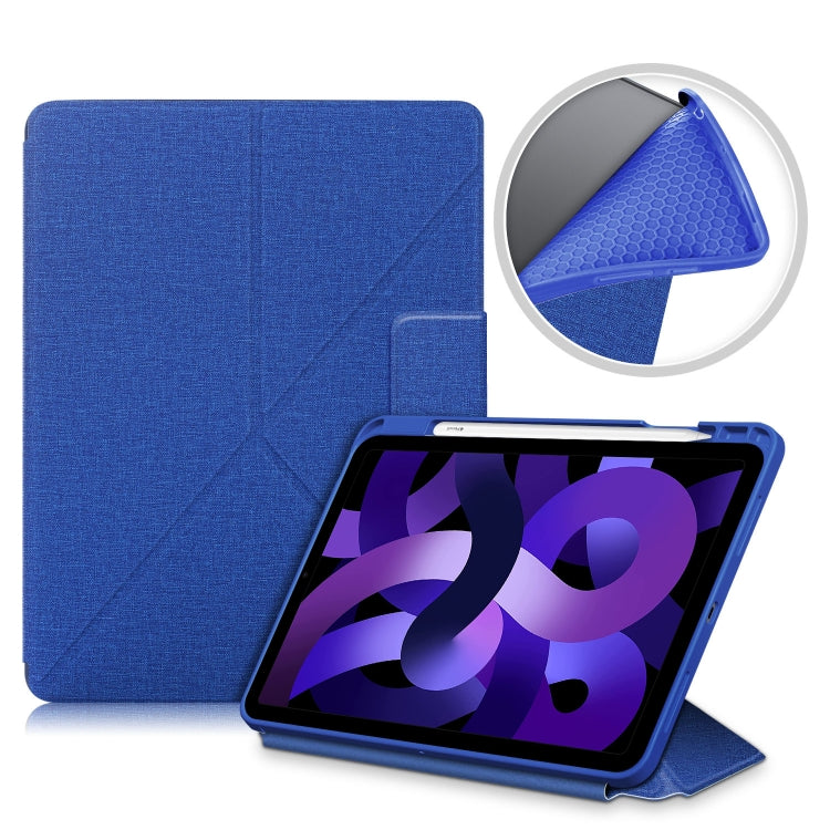 Cloth Texture Multi-folding Horizontal Flip PU Leather Shockproof Case with Holder & Sleep / Wake-up Function, For Samsung Galaxy Tab S8+ / Tab S8 Plus /  Tab S7 FE / Tab S7+ T970 / T975, For Samsung Galaxy Tab S8 / Galaxy Tab S7 T870...