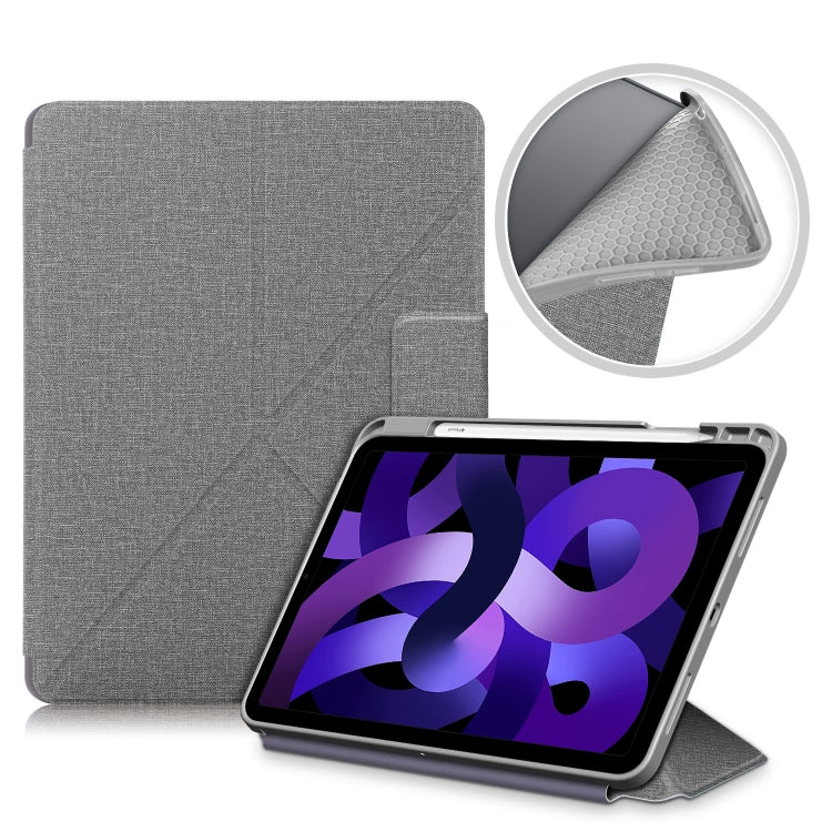 Cloth Texture Multi-folding Horizontal Flip PU Leather Shockproof Case with Holder & Sleep / Wake-up Function, For Samsung Galaxy Tab S8+ / Tab S8 Plus /  Tab S7 FE / Tab S7+ T970 / T975, For Samsung Galaxy Tab S8 / Galaxy Tab S7 T870...