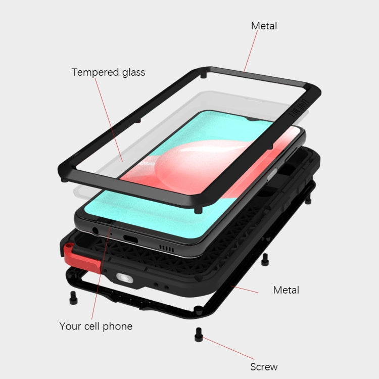 LOVE MEI Metal Shockproof Waterproof Dustproof Protective Case with Glass, For Samsung Galaxy A32 5G, For Samsung Galaxy A52 5G / 4G, For Samsung Galaxy S21 5G, For Samsung Galaxy S21+ 5G