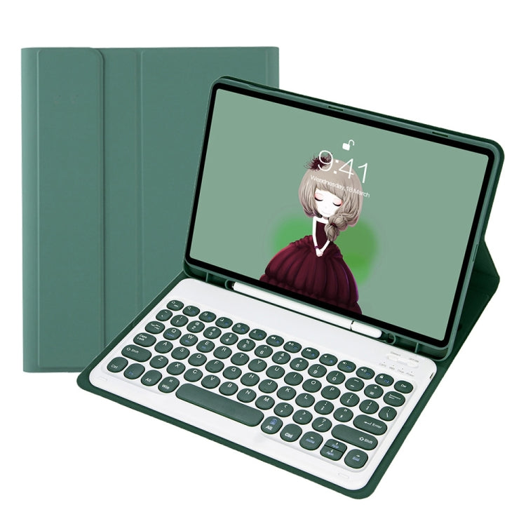 YT11B Detachable Candy Color Skin Feel Texture Round Keycap Bluetooth Keyboard Leather Case For iPad Air 4 2020 / Air 5 2022 / Pro 11 inch 2022 / 2021 / 2020 / 2018(White Ice), For iPad Air 11 2024 / 2025 / Air 2020 10.9...