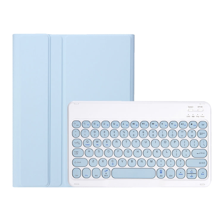 YT11B Detachable Candy Color Skin Feel Texture Round Keycap Bluetooth Keyboard Leather Case For iPad Air 4 2020 / Air 5 2022 / Pro 11 inch 2022 / 2021 / 2020 / 2018(White Ice), For iPad Air 11 2024 / 2025 / Air 2020 10.9...