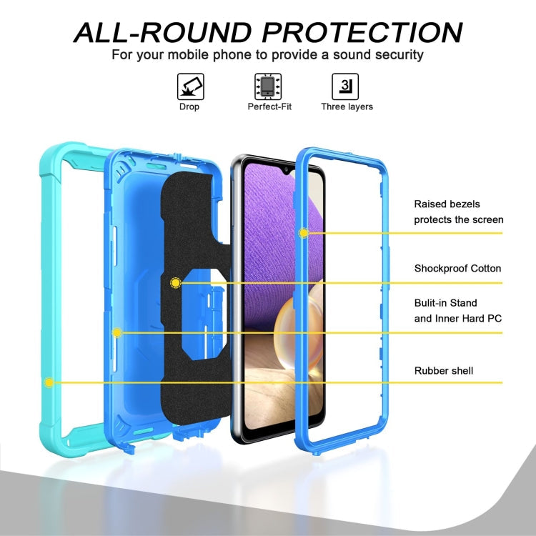 PC + Rubber 3-layers Shockproof Protective Case with Rotating Holder, For Samsung Galaxy A32 5G, For Samsung Galaxy A72 5G / 4G