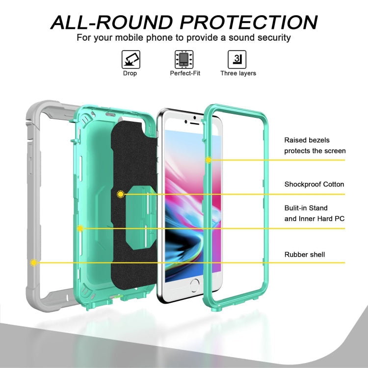 PC + Rubber 3-layers Shockproof Protective Case with Rotating Holder, For iPhone 8 Plus / 7 Plus, For iPhone 11