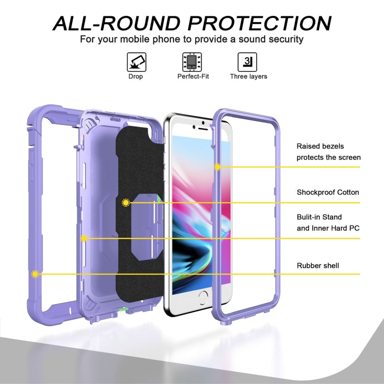 PC + Rubber 3-layers Shockproof Protective Case with Rotating Holder, For iPhone 8 Plus / 7 Plus, For iPhone 11