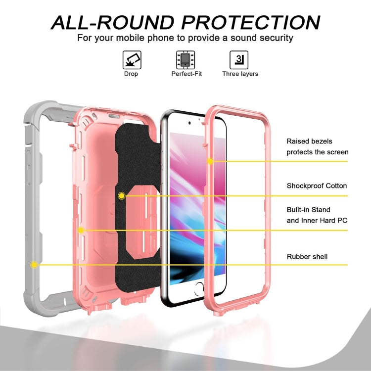PC + Rubber 3-layers Shockproof Protective Case with Rotating Holder, For iPhone SE 2022 / SE 2020 / 8 / 7, For iPhone XS / X