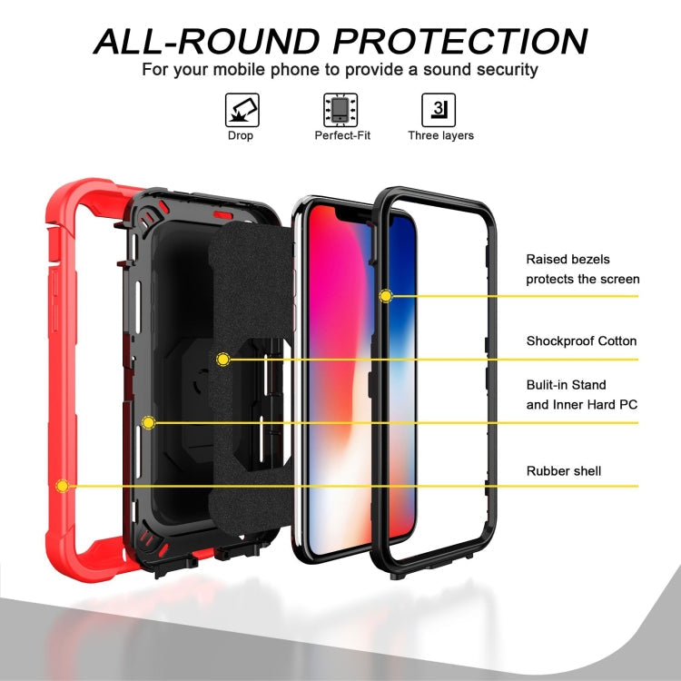 PC + Rubber 3-layers Shockproof Protective Case with Rotating Holder, For iPhone SE 2022 / SE 2020 / 8 / 7, For iPhone XS / X